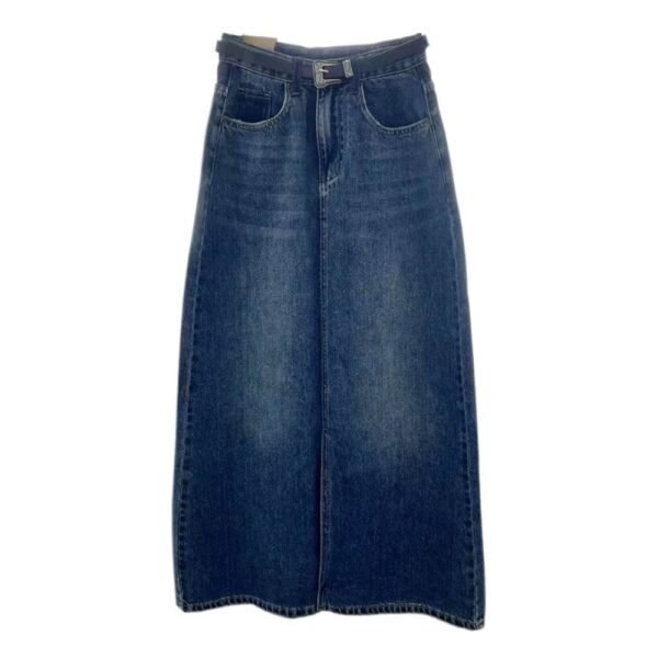 Plus Size Women's Denim Slit Sheath Skirt - Image 10