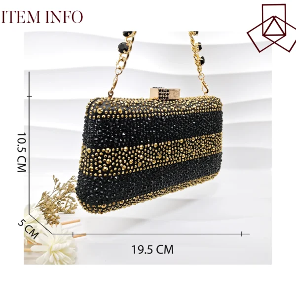 Italian Fashion Design Black Gold Color Bag - Image 2