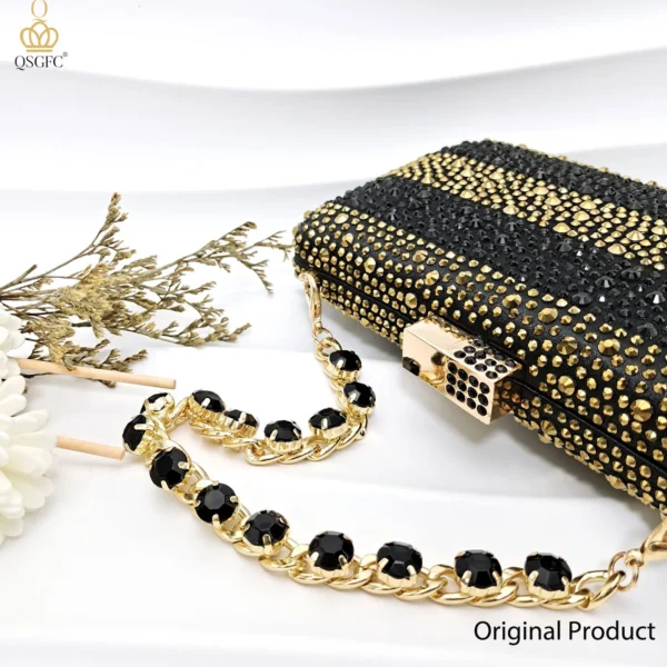 Italian Fashion Design Black Gold Color Bag - Image 3