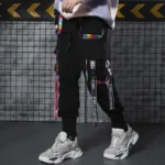 Hip Hop Joggers Men Letter Ribbons Cargo Pants Pockets - Image 2
