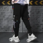 Hip Hop Joggers Men Letter Ribbons Cargo Pants Pockets - Image 3