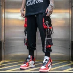 Hip Hop Joggers Men Letter Ribbons Cargo Pants Pockets - Image 5