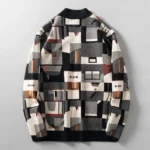 Spring and Autumn Fashion Trendy Men's V-neck Geometric Oil Painting - Image 2