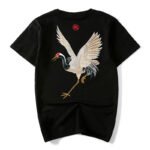 Vintage ethnic cotton embroidered crane t-shirt - Image 3