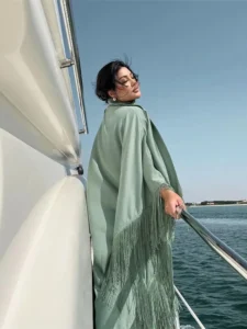 Luxury Khimar Tassel Butterfly Batwing Abaya - Image 2