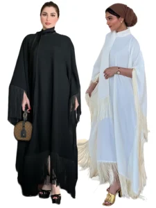 Luxury Khimar Tassel Butterfly Batwing Abaya - Image 3