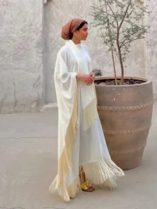 Luxury Khimar Tassel Butterfly Batwing Abaya - Image 5