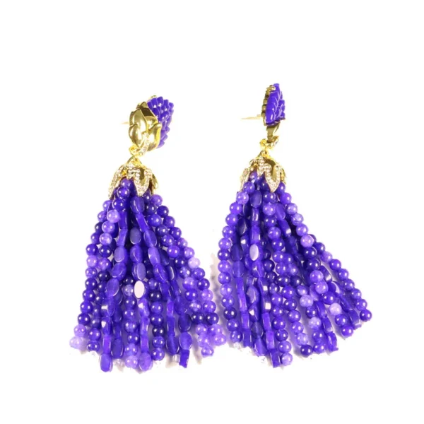 Multi-layer Stone Heavy Necklace Tassel Earrings - Image 5