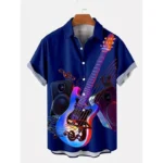 Guitar Flame Shirt Musical Note 3D Print Men's Women - Image 4