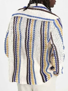 Luxury Striped Patchwork Knitted Shirts - Image 2
