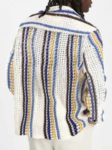 Luxury Striped Patchwork Knitted Shirts - Image 4