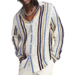 Luxury Striped Patchwork Knitted Shirts - Image 5