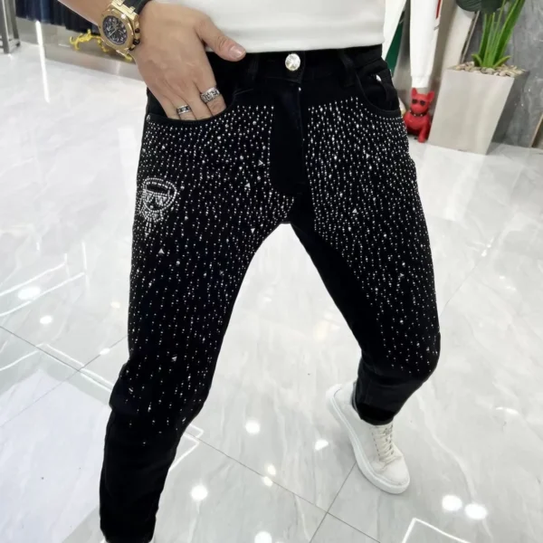 Men Rhinestones jean - Image 6