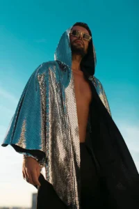 Men's bright colored hooded cape - Image 2