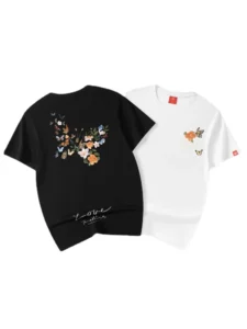 Summer Embroidery T Shirt Men Women Butterfly - Image 3