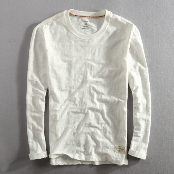 Men's Loose Round Neck Long Sleeved Shirt - Image 4