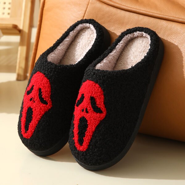 Halloween Skull Cartoon Print Slippers Warm Winter Slippers For Men Women Couple Home Shoes Indoor Cotton Slippers - Image 7