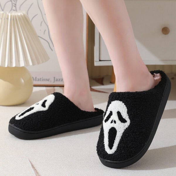 Halloween Skull Cartoon Print Slippers Warm Winter Slippers For Men Women Couple Home Shoes Indoor Cotton Slippers - Image 5