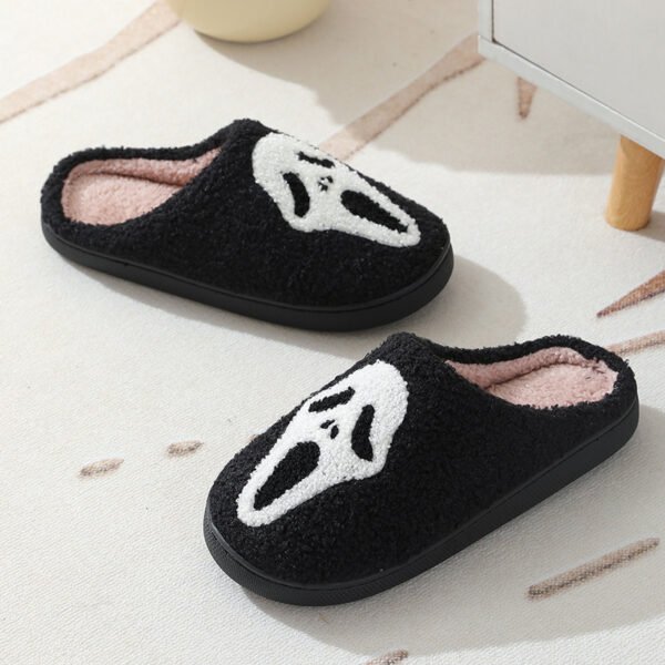 Halloween Skull Cartoon Print Slippers Warm Winter Slippers For Men Women Couple Home Shoes Indoor Cotton Slippers - Image 2