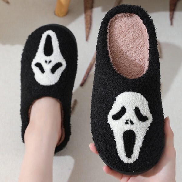 Halloween Skull Cartoon Print Slippers Warm Winter Slippers For Men Women Couple Home Shoes Indoor Cotton Slippers - Image 3