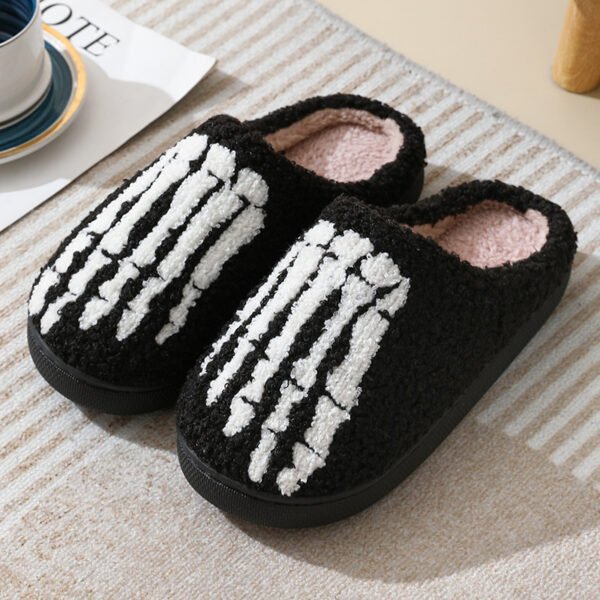 Halloween Skull Cartoon Print Slippers Warm Winter Slippers For Men Women Couple Home Shoes Indoor Cotton Slippers - Image 6