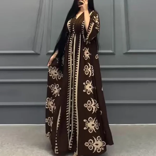 Autumn 3/4 Sleeve Loose Muslim Dress - Image 3