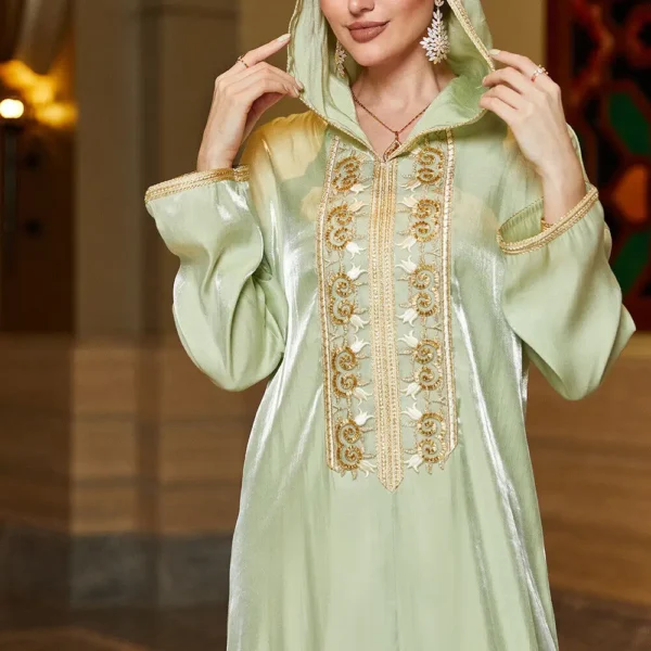 Elegant Muslim Hooded Dress - Image 2