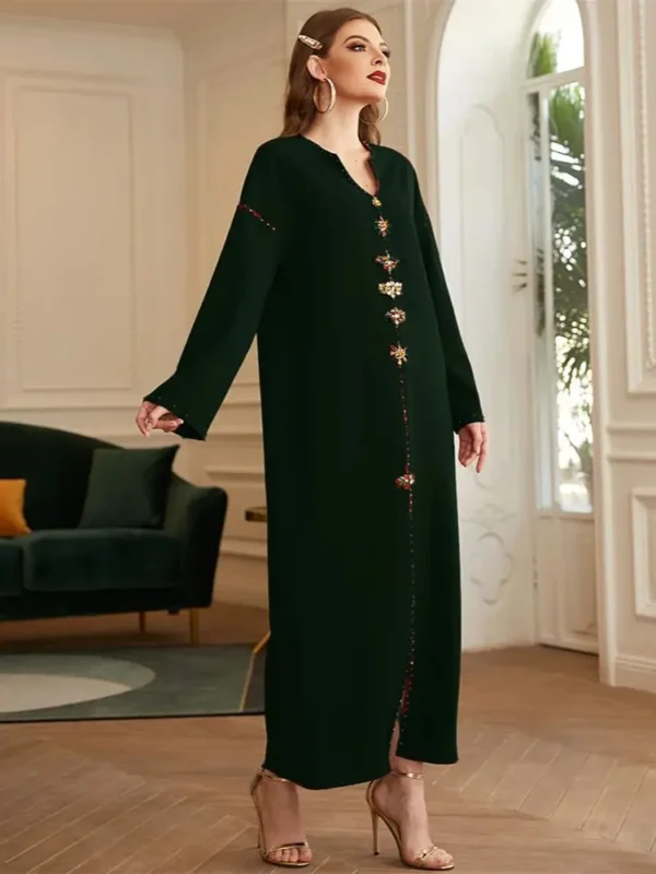 Ramadan Dark Green Muslim Abaya - Image 4