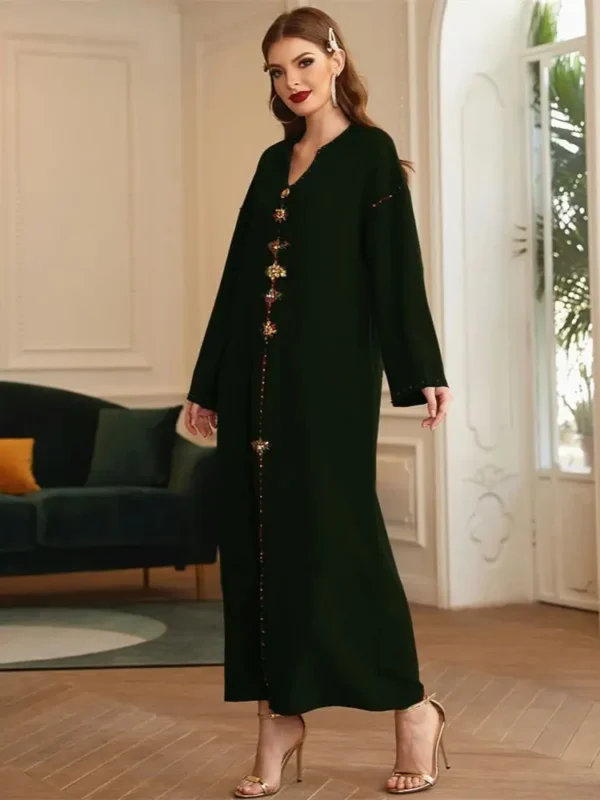 Ramadan Dark Green Muslim Abaya - Image 5