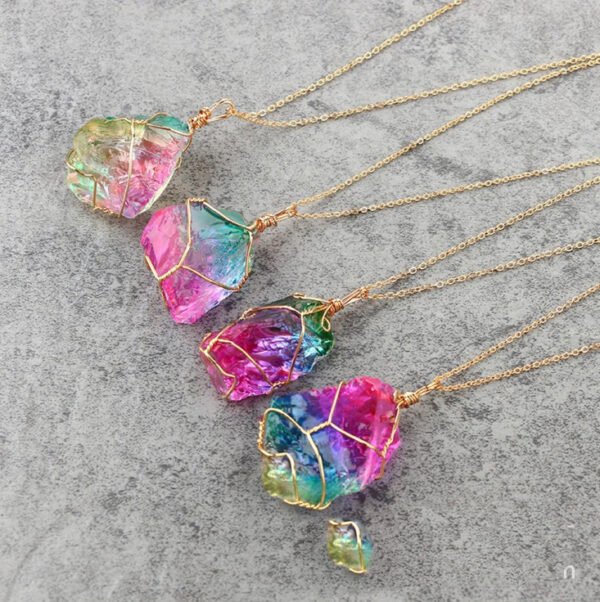 Seven-color, Natural Stone Rough Stone Winding, Crystal Pendant Transparent - Image 5