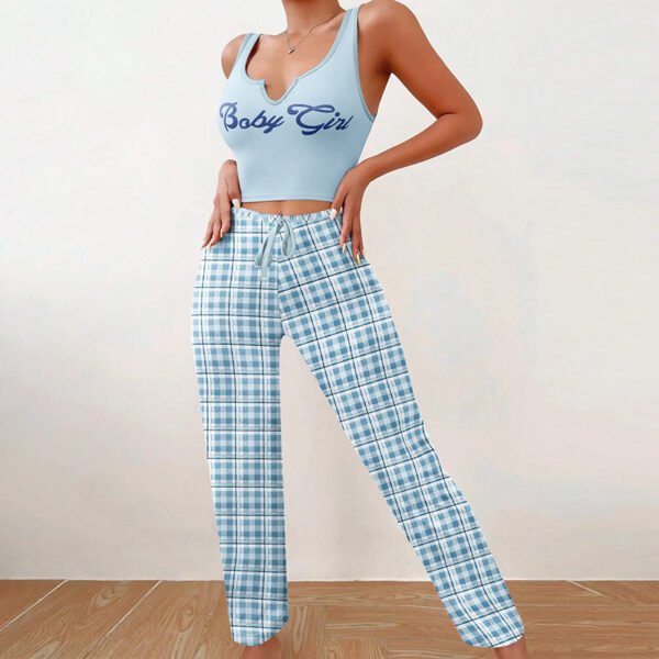 Letter Print Top Ladies 2 Pcs Home Clothes Sleepwear - Image 4