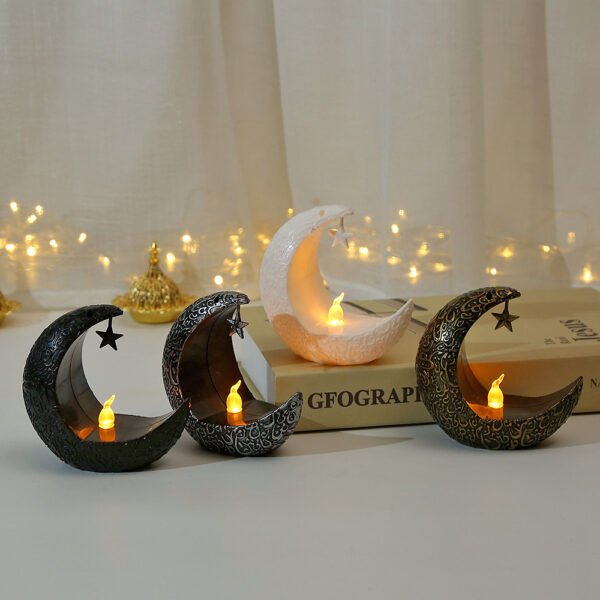 Star Moon Candlestick Arabian Lantern Electric Candle Lamp Storm