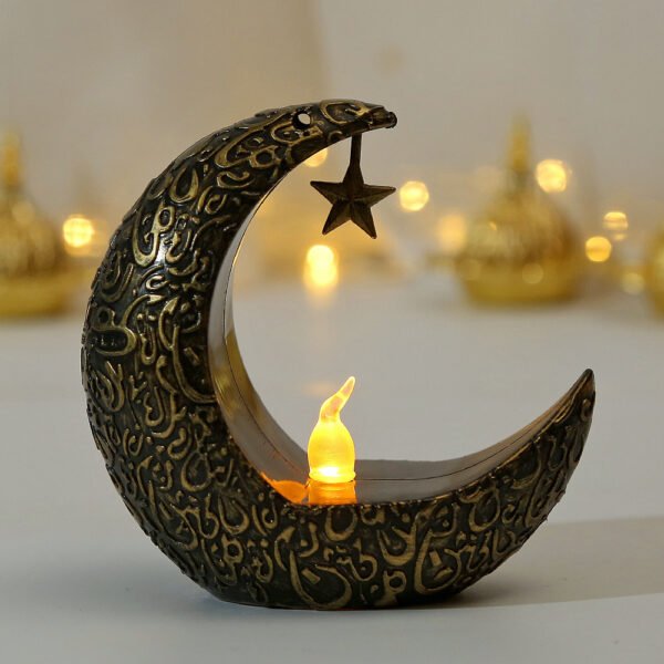 Star Moon Candlestick Arabian Lantern Electric Candle Lamp Storm - Image 4