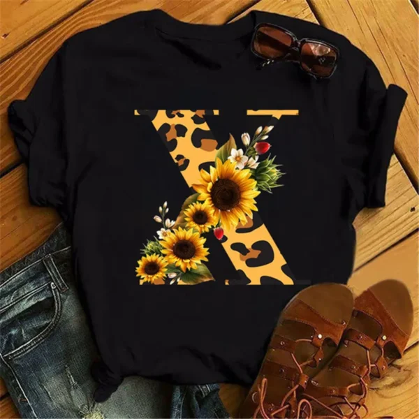 A B C D Combination Font Women T Shirt - Image 6