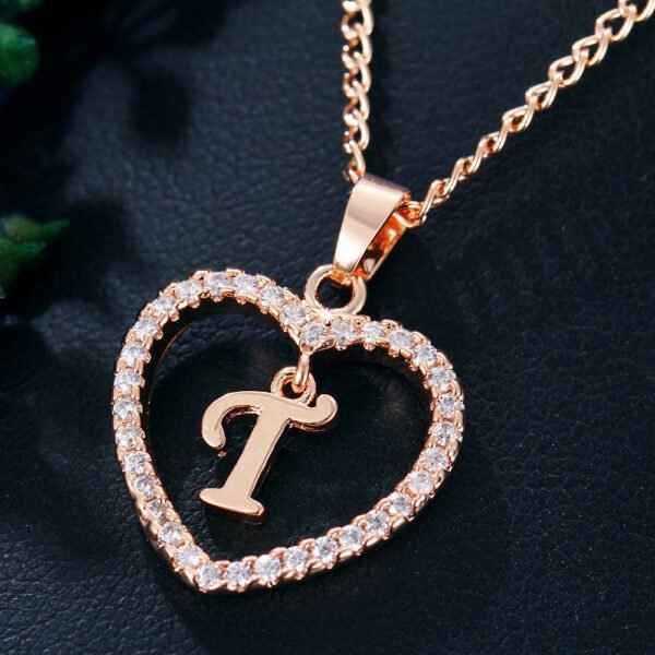 26 Letters Heart-shaped Zircon Pendant Necklace - Image 10