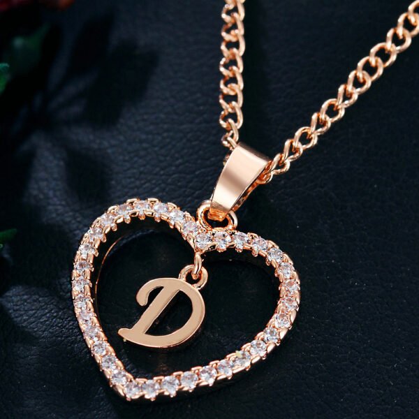 26 Letters Heart-shaped Zircon Pendant Necklace - Image 7