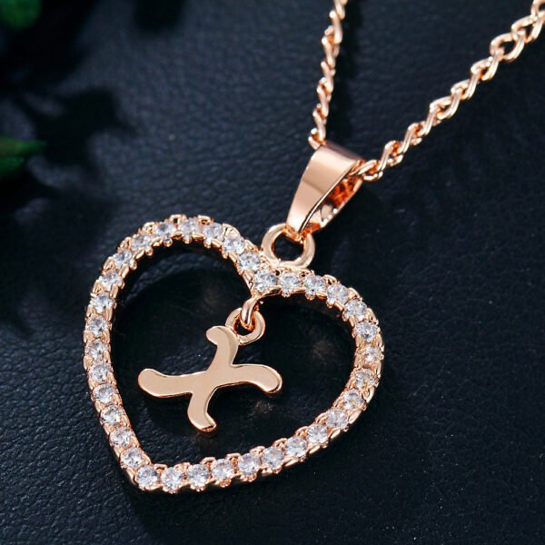 26 Letters Heart-shaped Zircon Pendant Necklace - Image 6