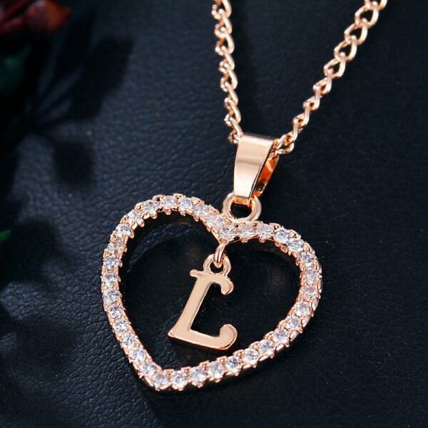 26 Letters Heart-shaped Zircon Pendant Necklace - Image 2