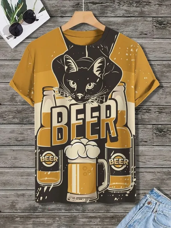 Men's Funny Animal Cat Printed T Shirt - Image 2