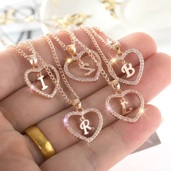 Womens Jewelry Name Initials Heart