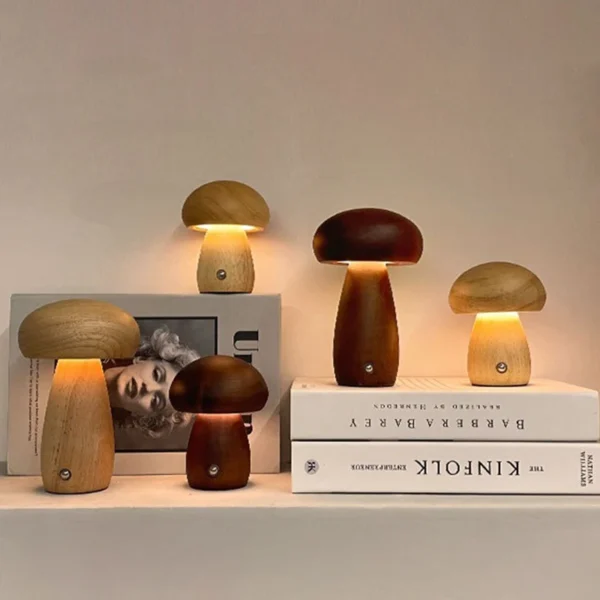 Wooden Mushrooms Night Light