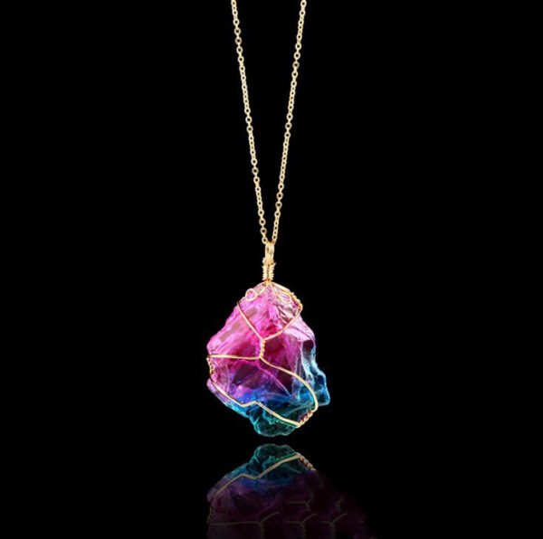 Seven-color, Natural Stone Rough Stone Winding, Crystal Pendant Transparent - Image 4