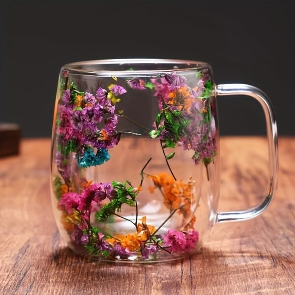 1pc Innovative Double Glass with Real Dry Flowers - Image 6