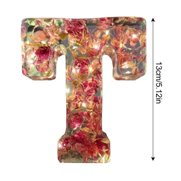 Delicate Floral Letter Night Light Decorative Resin Lamp - Image 6