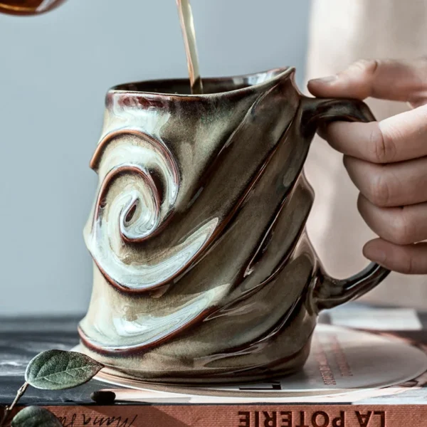 500ml Leaf Pattern Ceramic Coffee Mug