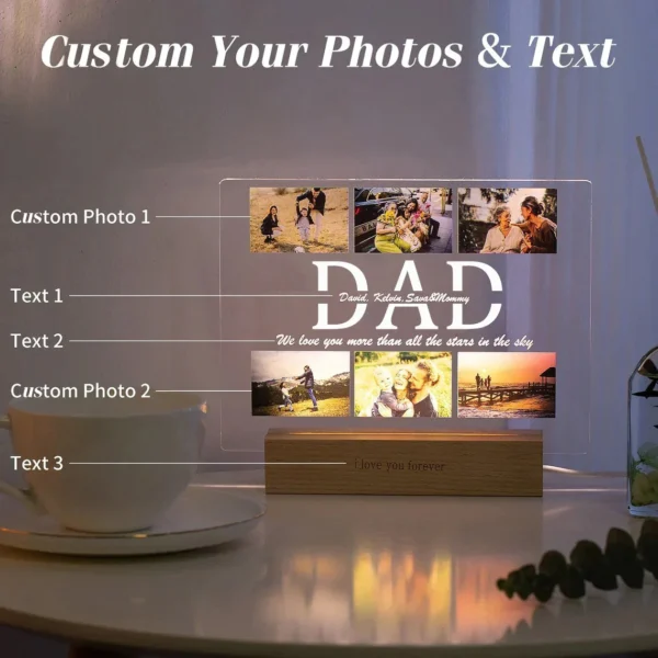 Personalized Custom Photo Text 3D Acrylic Lamp - Image 3