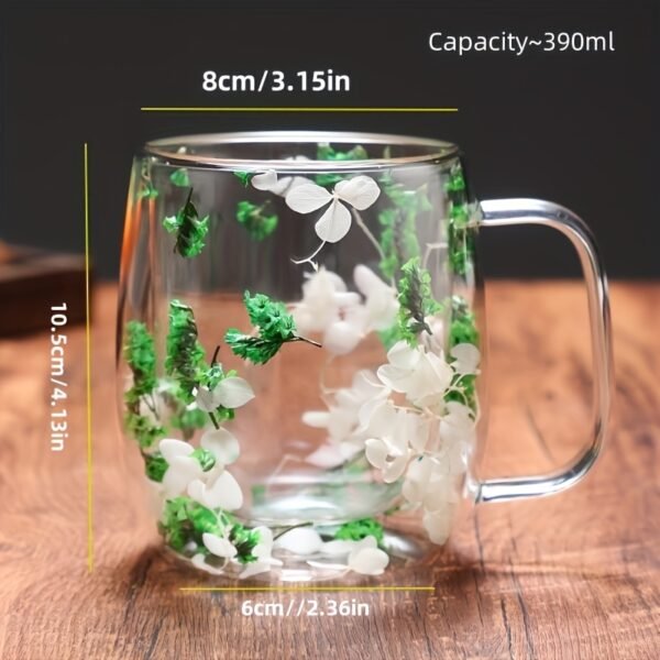 1pc Innovative Double Glass with Real Dry Flowers - Image 7