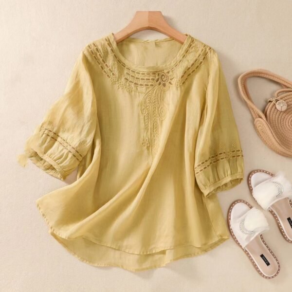 Embroidered Shirt Summer Half Sleeve - Image 5