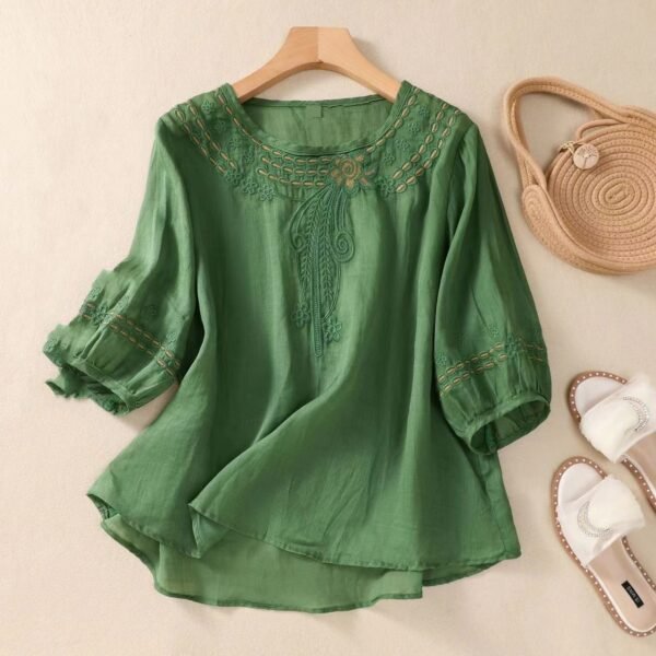 Embroidered Shirt Summer Half Sleeve - Image 4