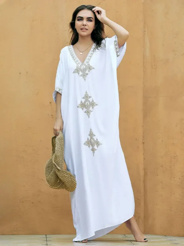 Elegant Gold Embroidered Kaftan - Image 2